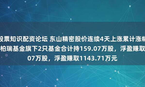 股票知识配资论坛 东山精密股价连续4天上涨累计涨幅9.94%，华泰柏瑞基金旗下2只基金合计持159.07万股，浮盈赚取1143.71万元